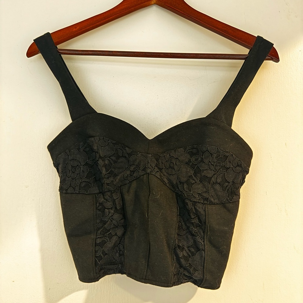 Black Lace Bustier Top